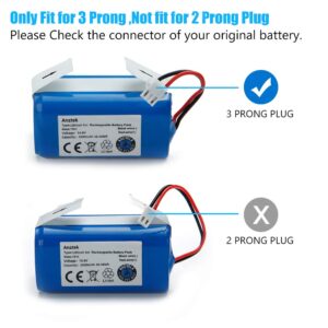 Anztek Replacement Shark Ion RVbat700 Battery for RV700,RV720,RV725,RV750 Model 14.8V 2600mAh Rechargeable Battery (3 Prong Plug)