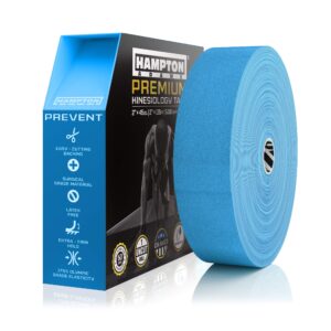 (135 feet) bulk kinesiology tape waterproof roll sports therapy support for knee, muscle, wrist, shoulder, back / original uncut premium therapeutic elastic & hypoallergenic cotton - (blue)