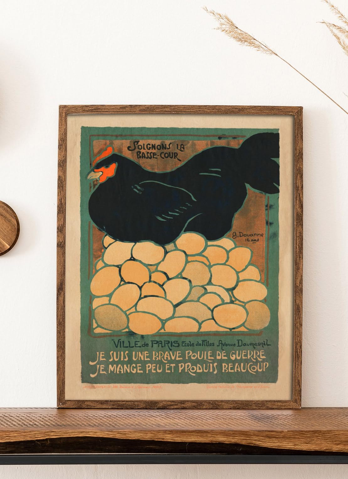 Vintage Rooster Print - French Chicken for Kitchen Wall Art - Hen Bird Country Decor WWI rations poster - 8 x 10, 11 x 14, 11x 17, 16 x 20, 18 x 24, 24 x 36, 30 x 40 unframed print