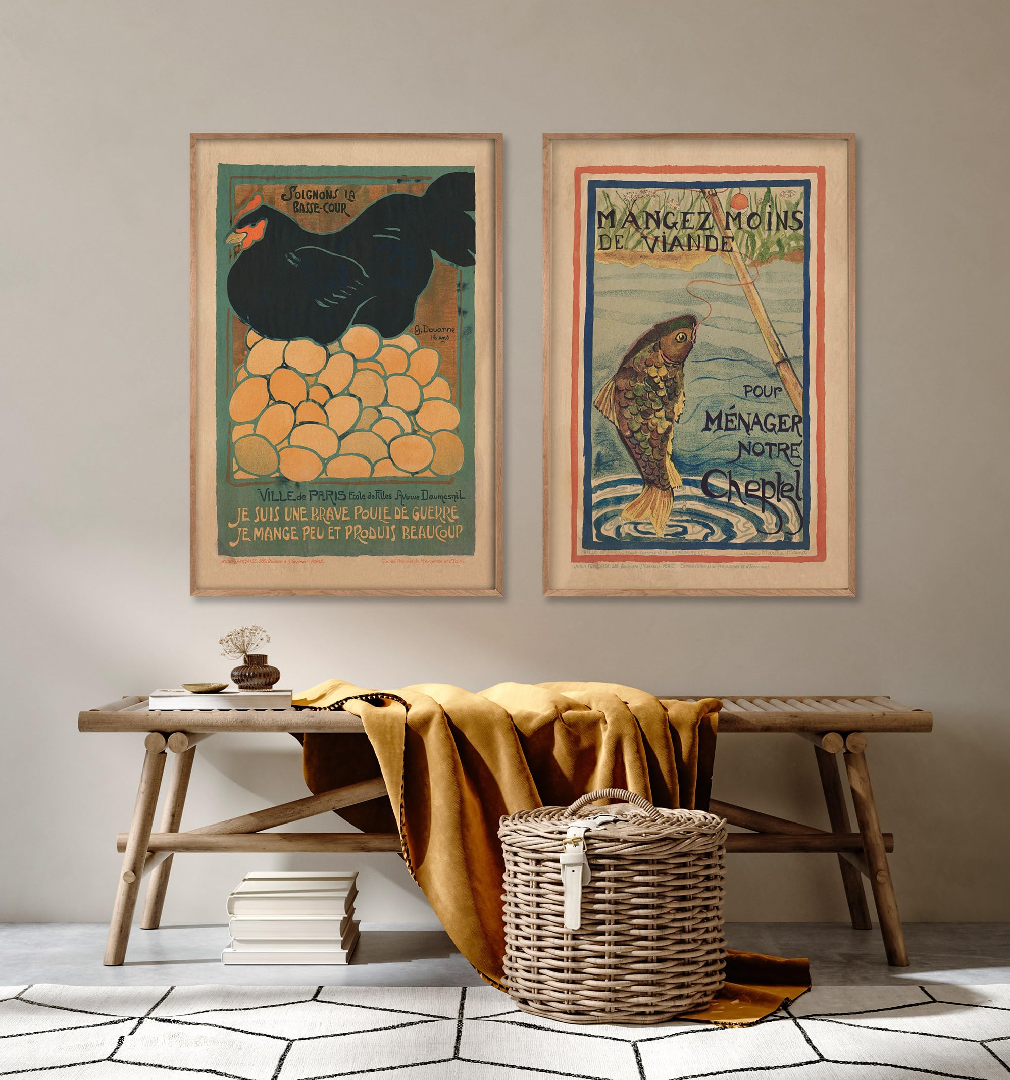 Vintage Rooster Print - French Chicken for Kitchen Wall Art - Hen Bird Country Decor WWI rations poster - 8 x 10, 11 x 14, 11x 17, 16 x 20, 18 x 24, 24 x 36, 30 x 40 unframed print