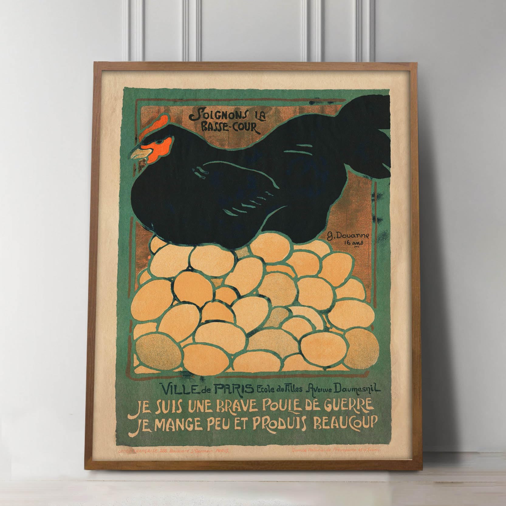 Vintage Rooster Print - French Chicken for Kitchen Wall Art - Hen Bird Country Decor WWI rations poster - 8 x 10, 11 x 14, 11x 17, 16 x 20, 18 x 24, 24 x 36, 30 x 40 unframed print