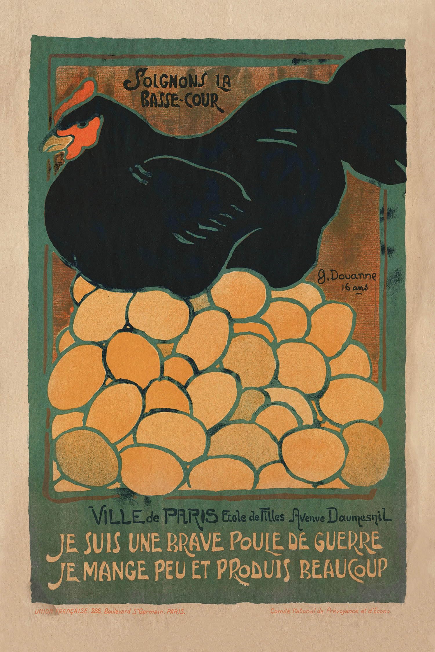 Vintage Rooster Print - French Chicken for Kitchen Wall Art - Hen Bird Country Decor WWI rations poster - 8 x 10, 11 x 14, 11x 17, 16 x 20, 18 x 24, 24 x 36, 30 x 40 unframed print