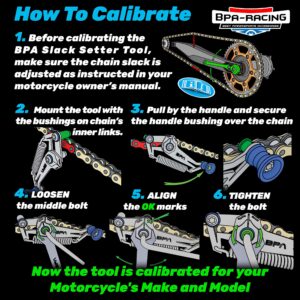 BPA-RACING Motorcycle Chain Slack Adjuster Tool - Innovative Chain Tensioning Tool for Easy, Quick & Precise Chain Slack Adjustment- Slack Setter Tool (Red)