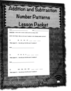 addition and subtraction number patterns lesson packet