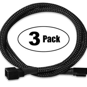 TeamProfitcom 4 Pin PWM Fan Extension Cable PC Fan Power Braided Sleeved Extension Cable Adapter Case 4-Pin Cooling Fans Cable 24 inches (3 Pack)