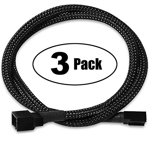 TeamProfitcom 4 Pin PWM Fan Extension Cable PC Fan Power Braided Sleeved Extension Cable Adapter Case 4-Pin Cooling Fans Cable 24 inches (3 Pack)