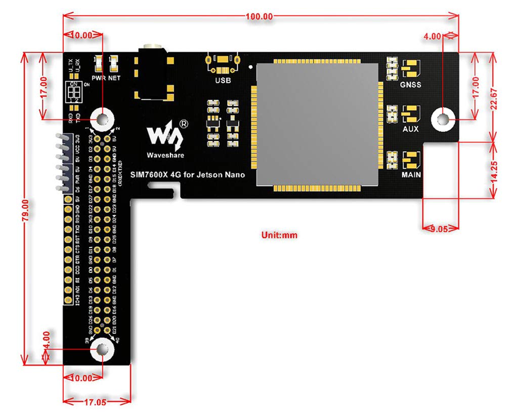 waveshare SIM7600G-H 4G/3G/2G/GNSS Expansion Board for Jetson Nano Supports LTE CAT4 up to 150Mbps Global Applicable for GPS, BeiDou, Glonass, LBS Base Station Positioning