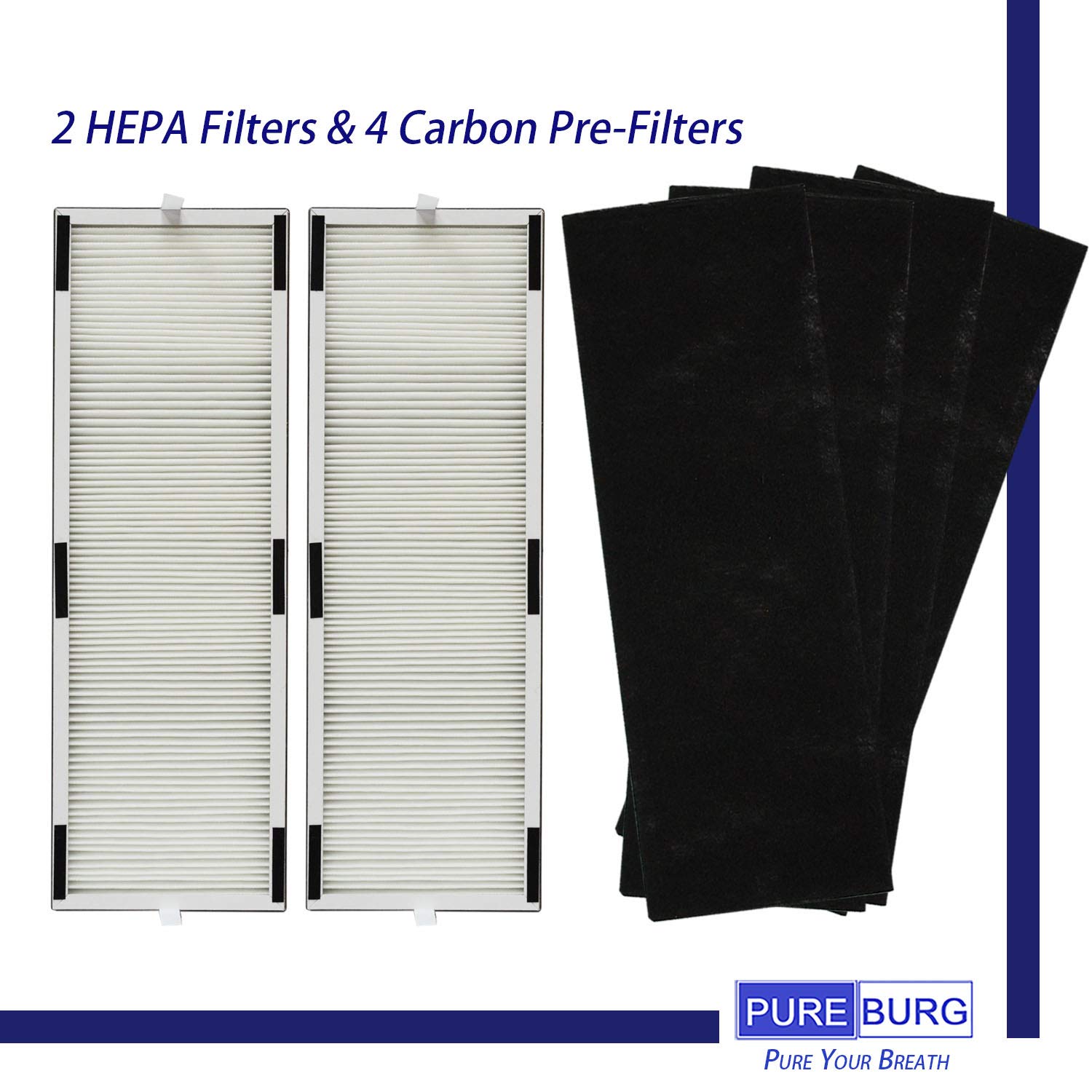 PUREBURG Replacement HEPA Filter Set 2+4 Compatible with LivePure LP-HF250 LP-PF600 Fits LivePure LP250TH/LP260TH Sierra Seriesl/Digital Tall Tower air purifier