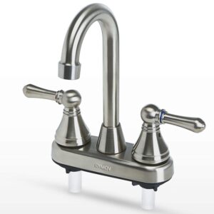 oymov rv faucet brushed nickel - non-metallic bathroom sink faucets for rvs, fifth wheels, motor homes, travel trailers, campers, boats