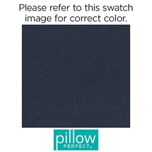 Pillow Perfect Rave Solid Indoor/Outdoor Reversible Patio Chairpad with Ties Weather and Fade Resistant, 15.5" x 16", Blue, 2 Count