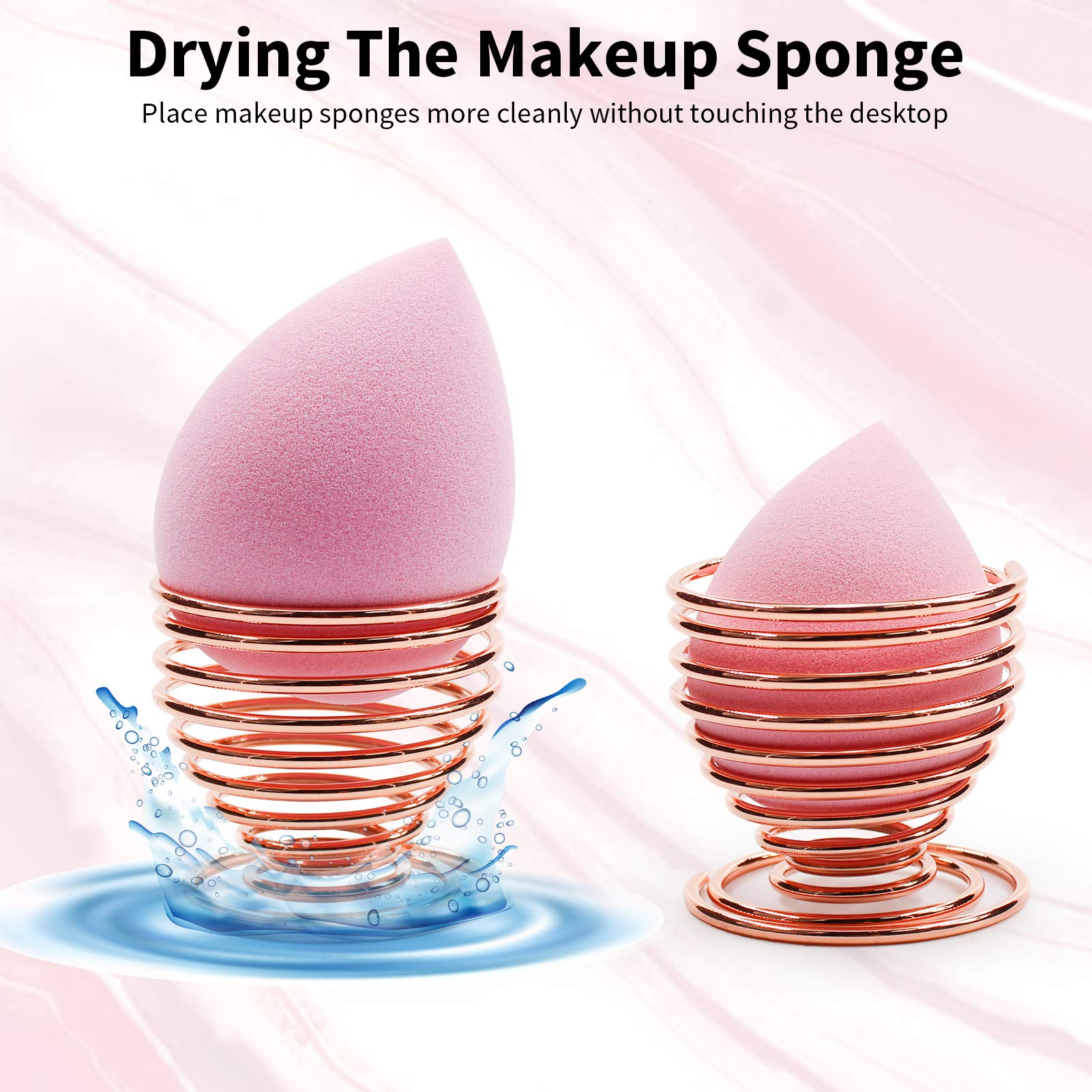 BEAKEY 3+2 Pcs Makeup Sponge Holder, Silicone Makeup Sponge Travel Storage Case, Breathable Beauty Sponge Rack