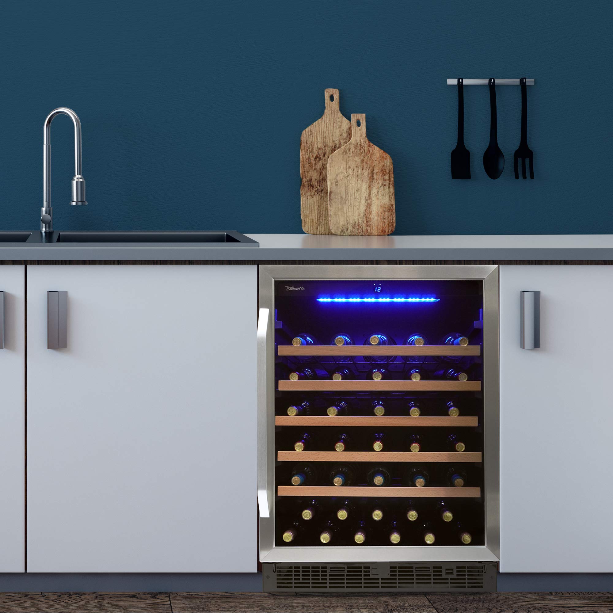 Danby 24-in Silhouette Stilton Single Zone Wine Cellar, Stainless Steel (SWC057D1BSS)