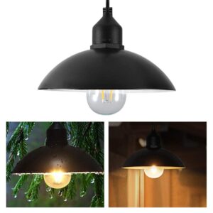 Solar Powered Pendant Light, Metal Shade Solar Powered Pendant Light Bulb Outdoor Hanging Shed Lamp for Home Garden Yard Patio Balcony Landscape Home