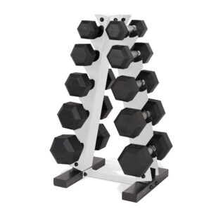 cap barbell 150-pound dumbbell set with vertical rack, white, sdrs-150r-12biswh