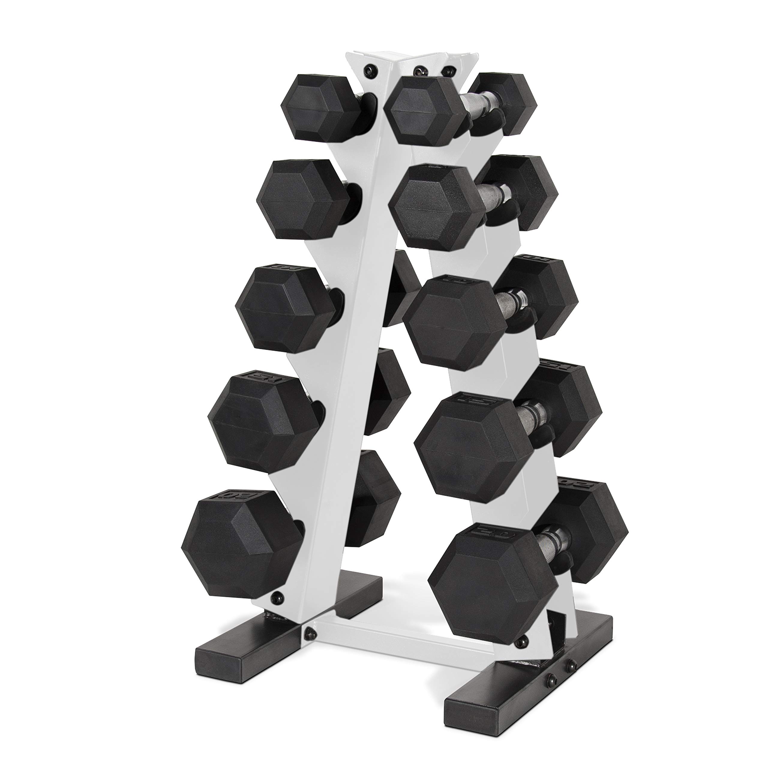 CAP Barbell 150-Pound Dumbbell Set with Vertical Rack, White, SDRS-150R-12BISWH