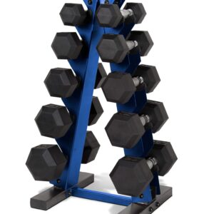 CAP Barbell 150-Pound Dumbbell Set with Vertical Rack, Blue (SDRS-150R-12BISBL)