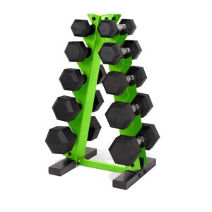 cap barbell 150-pound dumbbell set with vertical rack, green