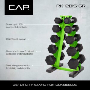 CAP Barbell 150-Pound Dumbbell Set with Vertical Rack, Green