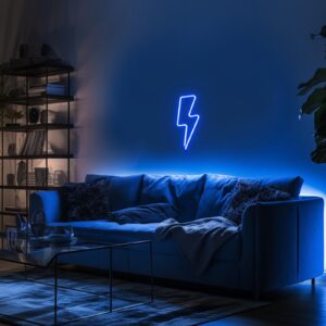 XIYUNTE Neon Sign Lightning Bolt Neon Light Sign for Wall Decor, USB or Battery Powered Blue Led Lightning Bolt Neon Signs for Bedroom, Kids Room, Living Room, Bar, Party, Christmas, Wedding