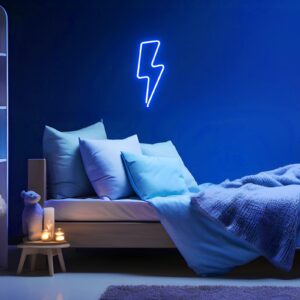 XIYUNTE Neon Sign Lightning Bolt Neon Light Sign for Wall Decor, USB or Battery Powered Blue Led Lightning Bolt Neon Signs for Bedroom, Kids Room, Living Room, Bar, Party, Christmas, Wedding