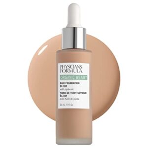 physicians formula organic wear all natural liquid foundation elixir light, full coverage | dermatologist tested, clinicially tested