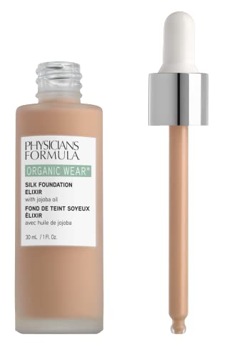 Physicians Formula Organic Wear All Natural Liquid Foundation Elixir Light, Full Coverage | Dermatologist Tested, Clinicially Tested