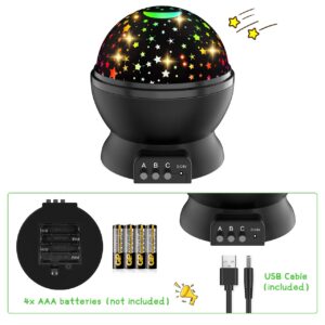 Star Projector Night Light for Kids, Gifts for 3-12 Year Old Girls Boys Kids Night Light Projector for Kids Autism Toys for 3-12 Year Old Girls Boys Kids Halloween Toys Gifts Birthday Present Black