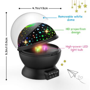 Star Projector Night Light for Kids, Gifts for 3-12 Year Old Girls Boys Kids Night Light Projector for Kids Autism Toys for 3-12 Year Old Girls Boys Kids Halloween Toys Gifts Birthday Present Black