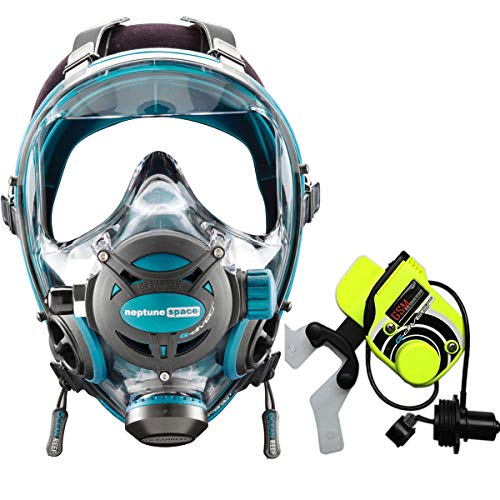 OCEAN REEF Neptune Space GDivers Integrated Full Face Diving Mask with GSM G.Divers, Emerald, Small/Medium