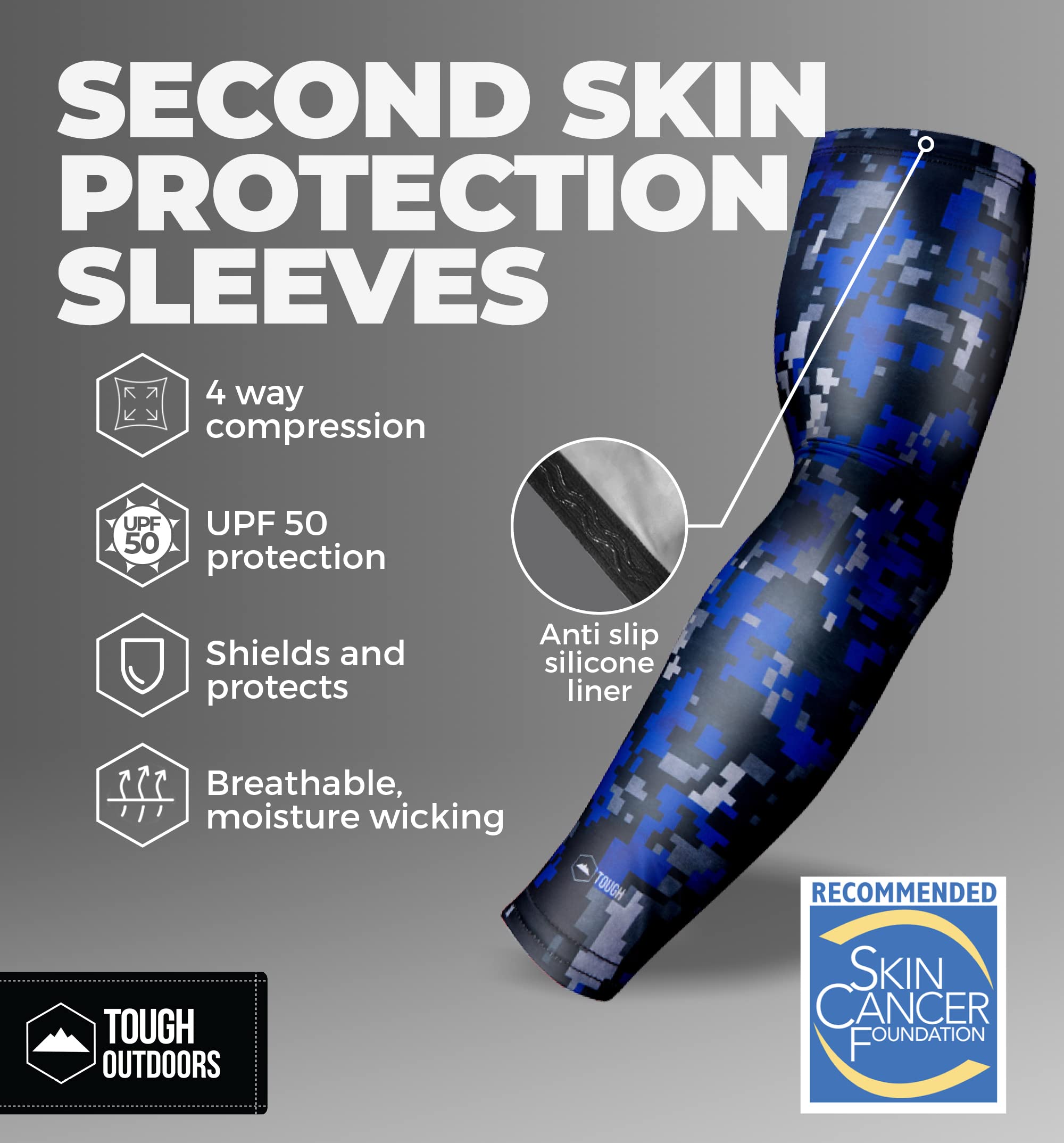 Tough Outdoors Sports Compression Arm Sleeves for Men & Women - Youth, Kids Basketball Shooting Sleeves - Football, Baseball