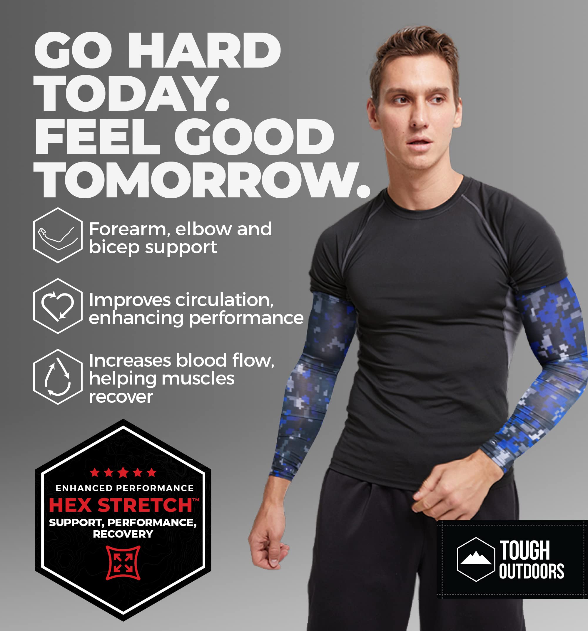 Tough Outdoors Sports Compression Arm Sleeves for Men & Women - Youth, Kids Basketball Shooting Sleeves - Football, Baseball