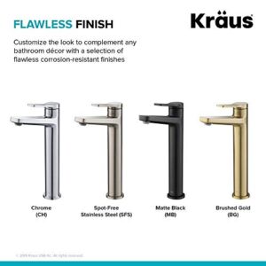 Kraus KVF-1400MB-PU-10MB Indy Single Handle Vessel Bathroom Faucet and Pop Up Drain, Matte Black