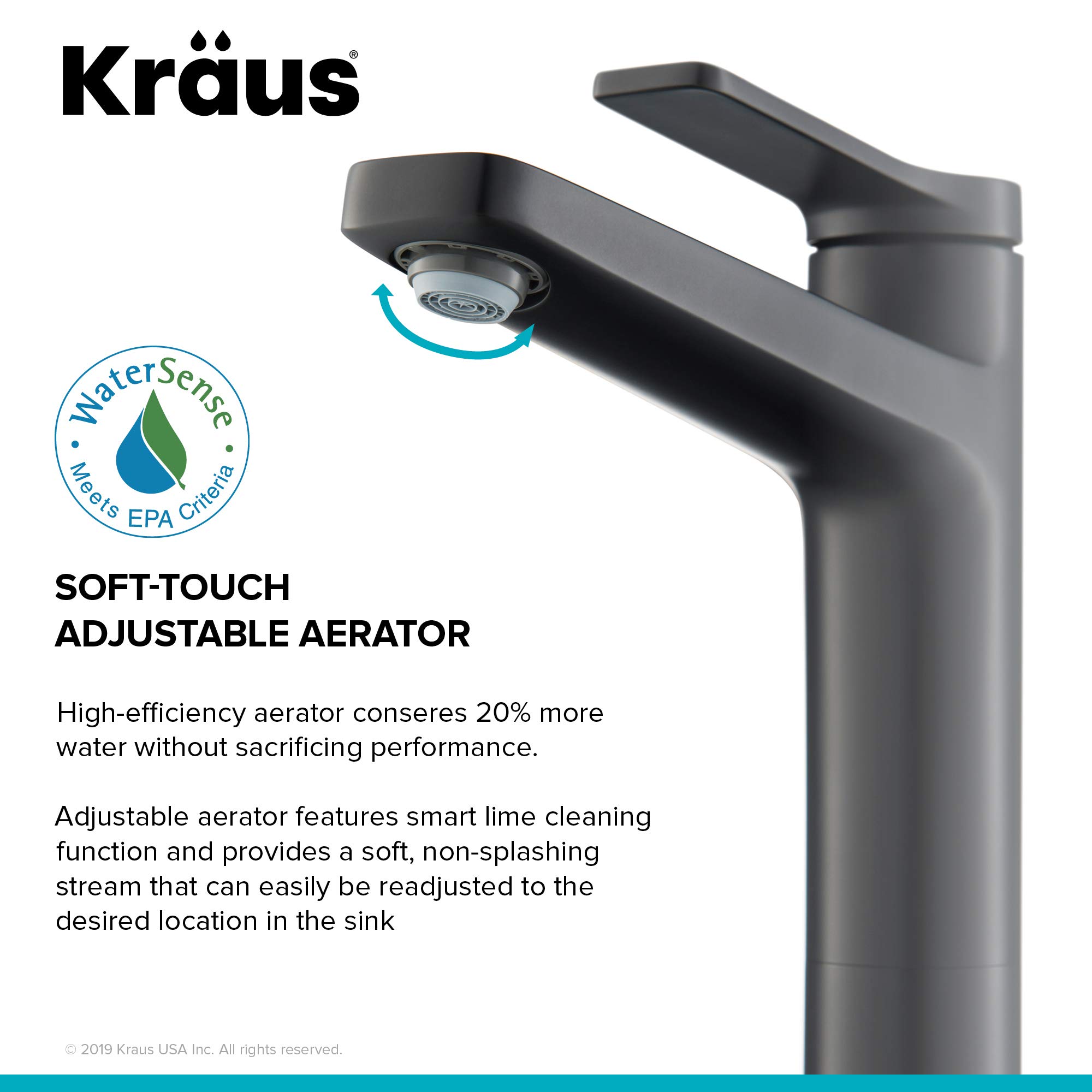 Kraus KVF-1400MB-PU-10MB Indy Single Handle Vessel Bathroom Faucet and Pop Up Drain, Matte Black