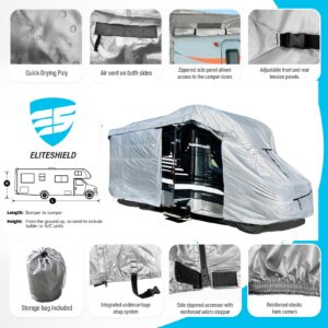 EliteShield ShieldAll Ultimate Class C RV Cover, Waterproof UV Resistant Class C Motorhome Cover Fits 30 feet to 32 feet Class C RV, Silver Color