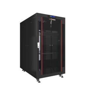 sysracks 22u 35 inch deep server rack cabinet it enclosure - cooling fans - lcd screen - thermostat - pdu - casters - 2 fans – shelf