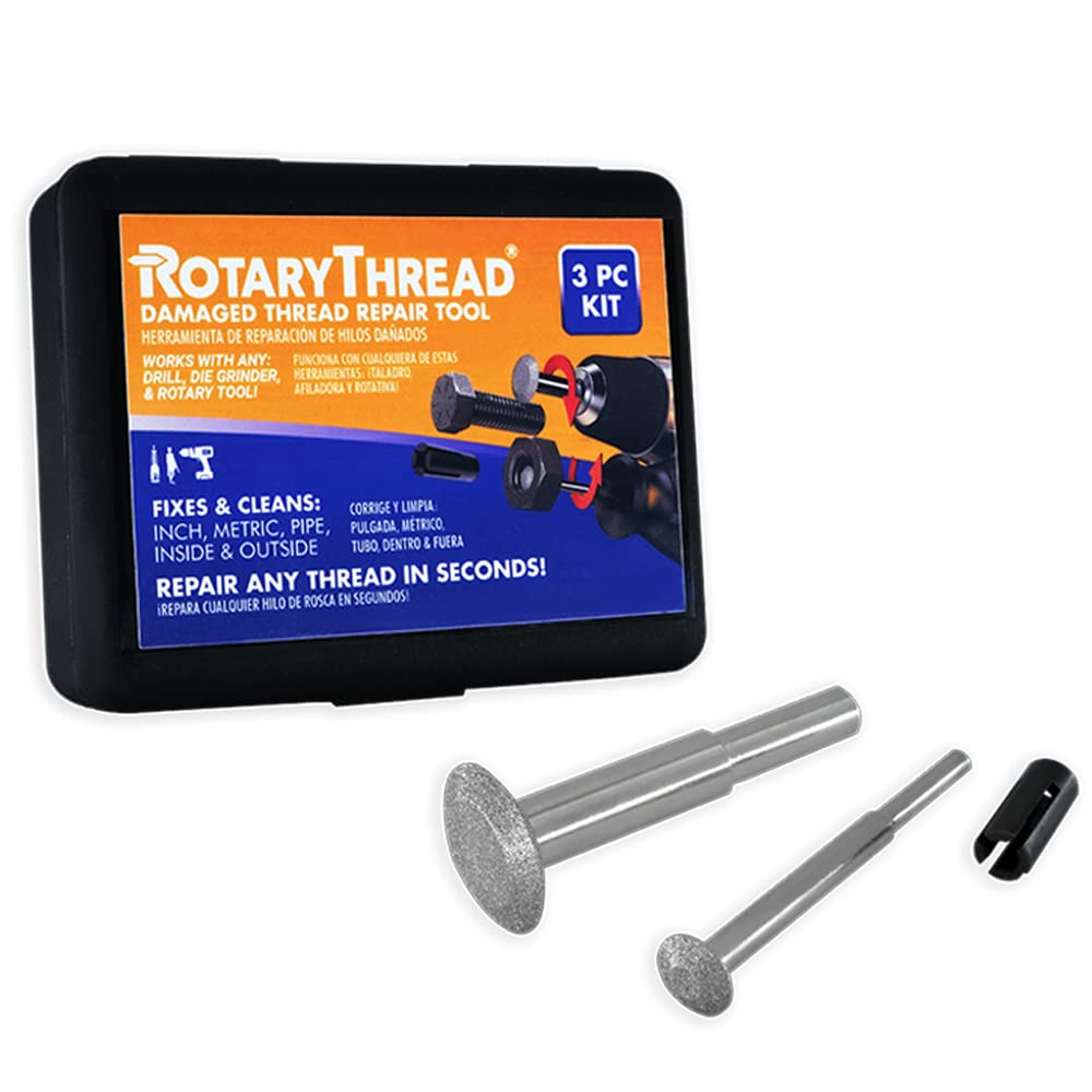 Rotary Thread Repair Kits - Faster & Easier to Chase, Restore & Clean Internal or External Threads, All in One Universal Thread Files Set, Inch, Metric, Grooves, Glands, ACME, Buttress Thread