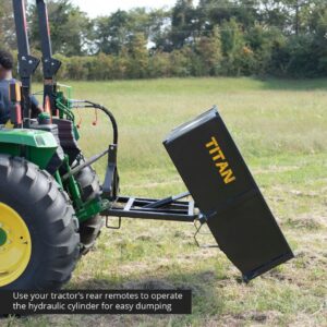 Titan Attachments 30 Cu. FT Quick Hitch Compatible Hydraulic Dump Box, Category 1, 3-Point, Landscaping Attachment