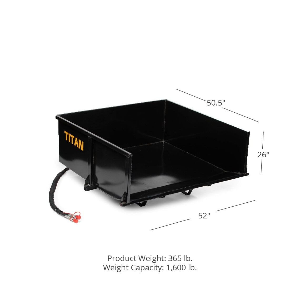 Titan Attachments 30 Cu. FT Quick Hitch Compatible Hydraulic Dump Box, Category 1, 3-Point, Landscaping Attachment