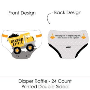 Big Dot of Happiness Dig It - Construction Party Zone - Diaper Shaped Raffle Ticket Inserts - Baby Shower Activities - Diaper Raffle Game - Set of 24