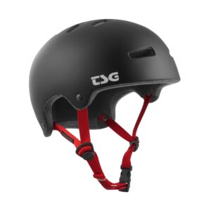 tsg superlight skate helmet in satin black w/snug fit | for skateboarding, rollerblading, roller derby, e-boarding, e-skating, longboarding, vert, park, urban | eps protection, designed in switzerland