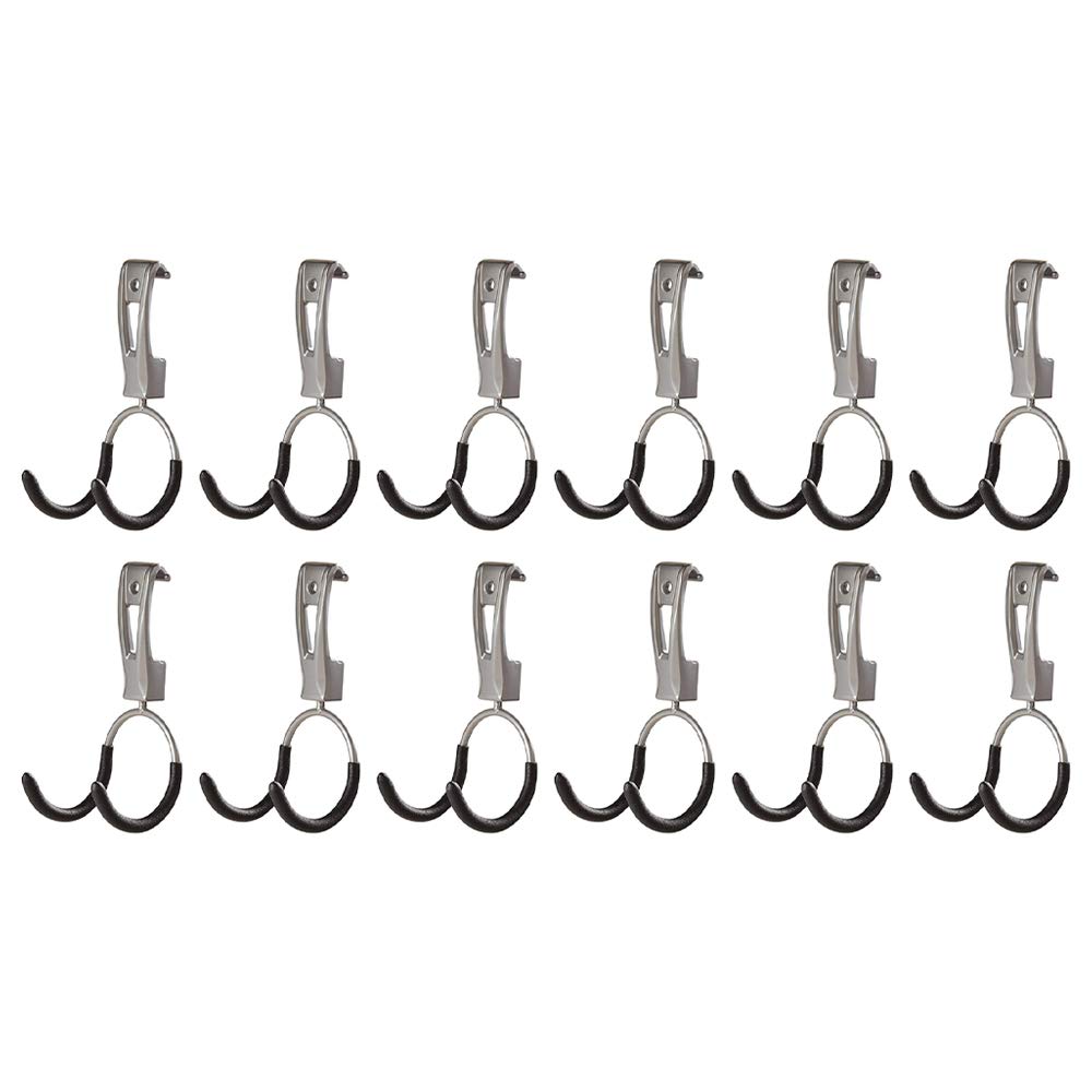 Rubbermaid Universal Powder Coaded Metallic FastTrack Hanging Garage Hook Organizers for Ladder, Tool, and Bike Storage (12 Pack)