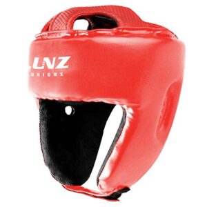 Luniquz Boxing Headgear for Kids Junior Adults Kickboxing Training MMA Sparring Karate, L Red