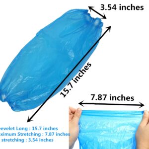 Plastic Oversleeves Protector, Disposable Arm/Sleeves Covers Waterproof Protector, 15.7 Inches,Blue(100 PCS)