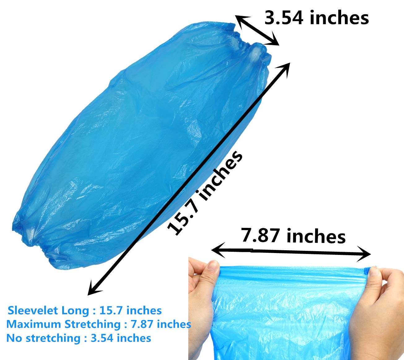 Plastic Oversleeves Protector, Disposable Arm/Sleeves Covers Waterproof Protector, 15.7 Inches,Blue(100 PCS)