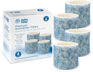 fette filter - upgraded blue mesh treated layer humidifier wicking filters compatible with honeywell hac-504aw, filter a for models hac-504, hac-504aw, hcm 350 and other cool mist models - pack of 4