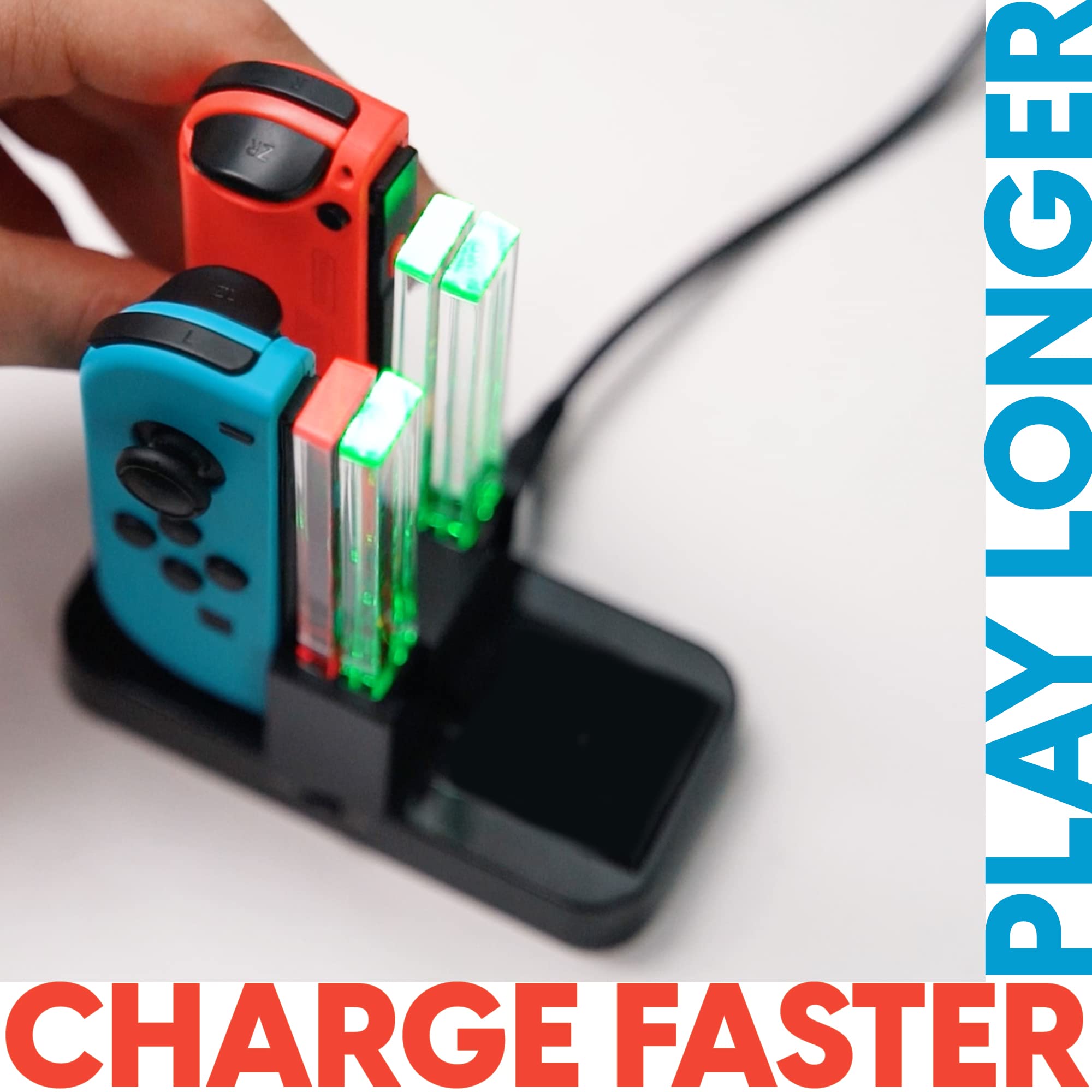 TALK WORKS Charging Dock Station Compatible with Nintendo Switch Joy-Con + OLED - Charger Base, Remote Accessories Docking Station for 4 Controllers