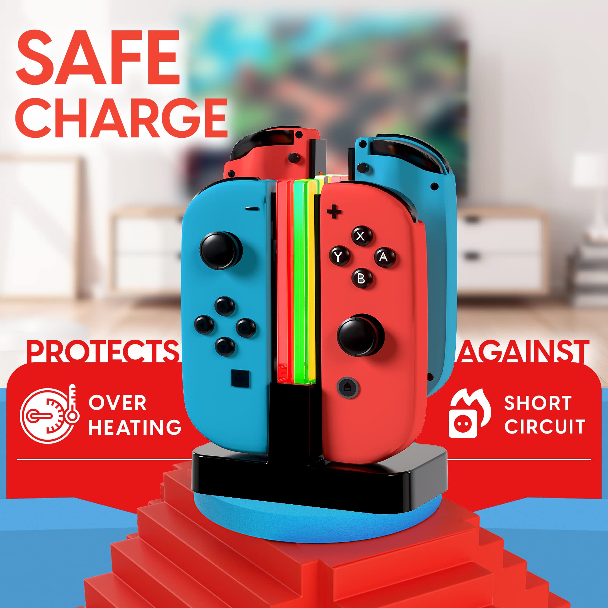 TALK WORKS Charging Dock Station Compatible with Nintendo Switch Joy-Con + OLED - Charger Base, Remote Accessories Docking Station for 4 Controllers