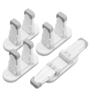 4-Pack Improved Childproof Door Lever Lock Prevents Toddlers From Opening Doors. Durable ABS with 3M Adhesive Backing.Easy One Hand Operation for Adults.Simple Install, No Tools Needed (4 white pack)