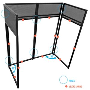 AxcessAbles Portable DJ Facade Booth with Black and White Lighting Scrims, Carry Cases | Standing DJ Table - 40" x 20" | DJ Controller Stand | Recording Mixer Stand| DJ Booth (ES-01)