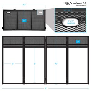 AxcessAbles Portable DJ Facade Booth with Black and White Lighting Scrims, Carry Cases | Standing DJ Table - 40" x 20" | DJ Controller Stand | Recording Mixer Stand| DJ Booth (ES-01)